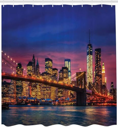 TACOKI Rideau de Douche U.S.A., Rideau de Douche 200x200 Anti Moisissure Rideau Baignoire U.S.A. Rideau Douche Polyester Shower Curtain 3D Rideaux Salle de Bain avec 12 Crochets #3793