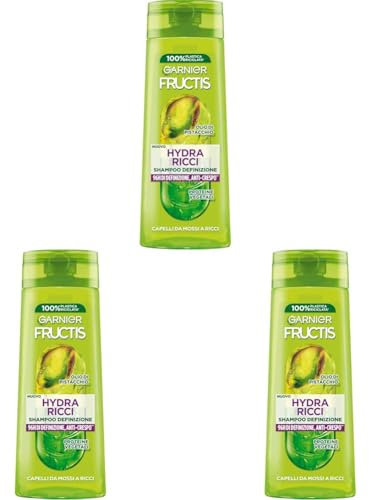 Garnier Fructis Shampoo Definizione, Per Capelli da Mossi a Ricci, Anti-Crespo, Per una Chioma Morbida e Luminosa, Hydra Ricci, 250 ml (Confezione da 3)