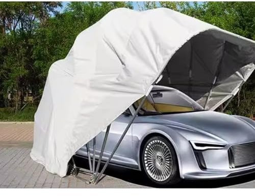 Allwetterfester Carport 18 x 8,2 x 7,5 Fuß, halbautomatische tragbare Garage aus Edelstahl, Faltbare, einziehbare Auto-Markise für Verschiedene Modelle, große, riesige Garage (Gray)