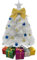 stargo Petit Sapin de Noël Blanc - Mini Sapin de Noël de Table de 60 cm avec Ornements Suspendus, nœud décoratif et boîtes Cadeaux - Arbre de Table pour décoration de Noël à Faire soi-même