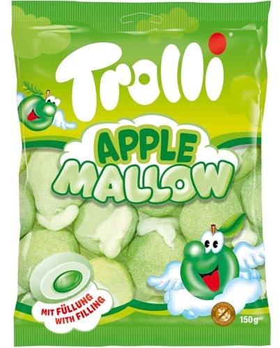Apple Mallow - friandise moelleuse et fruitée qui allie la douceur de la pomme à une texture légère, parfaite pour une pause gourmande - Compatible avec Trolli - 150g