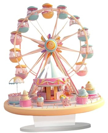 Baoblaze Riesenrad-Ornament mit Sockel, Riesenrad-Dekoration, Romantisches 2D-Flachschild, DIY-Handwerk, Desktop-Dekoration für Büro, Urlaub, Zuhause