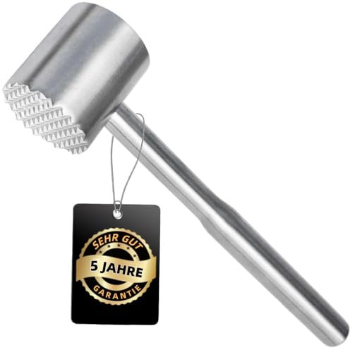 ALYBSOO Batticarne in Acciaio Inox, Lavabile in Lavastoviglie, Batticarne da Cucina per Bistecca, Manzo, Pollo e Maiale, Utensile da Cucina con 5 Anni di Garanzia (Dritto)