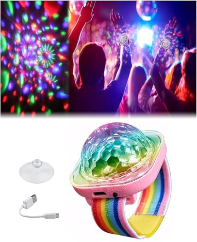 MOSFiATA Mini Discokugel Licht Klein Diskolicht Partylicht für Kinder Partys Veranstaltungen Auto, USB Wiederaufladbar, Lange Akkulaufzeit & Tragbar, Rosa