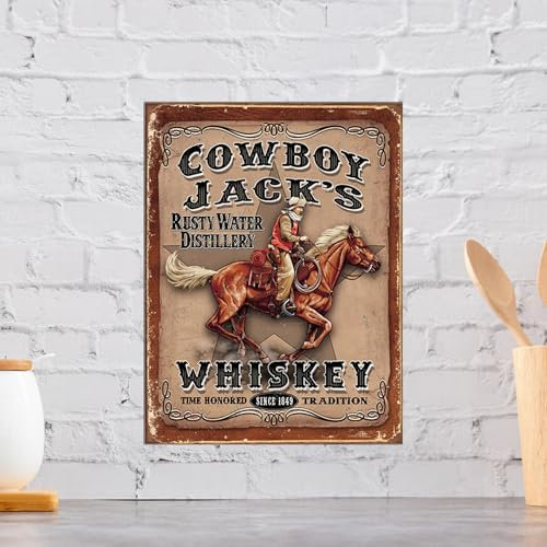 Cowboy Jack's Whiskey Retro Metall Aluminium Schild, Neuheit Geschenk Home Bar Pub
