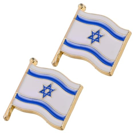 LAPYAPPE Insignes Drapeau Israélien pour Hommes et Événements Commémoratifs Décoration de Fête 2pcs en Alliage, Épingle Créative et Fiable