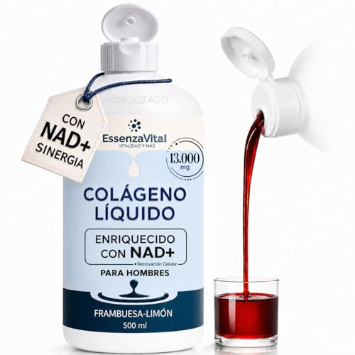 Collagene Liquido 13g Puro 13.000 mg con NAD+ e Acido Ialuronico, Collagene Idrolizzato Bere - Epigenetico e Puro in Monodose - Dosaggio massimo Collagen Bovino (500 ml, Uomini)