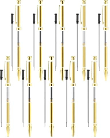 TOBEOME 10 Pcs Pen Kits for Wood Turning 7mm Slimline Pen Twist Kit with Refill Lathe Turning Supplies Gold