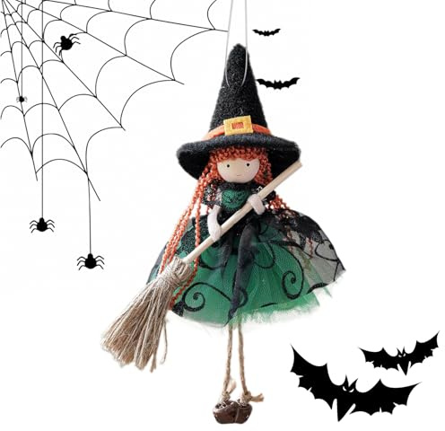 Kitchen Witch Doll For Good Luck, 12 * 20cm Mesh Broom Girl Witch Toy, Halloween Style Halloween Ornament, Can Be Hung On Indoor Door Handles, Or Gift Packaging