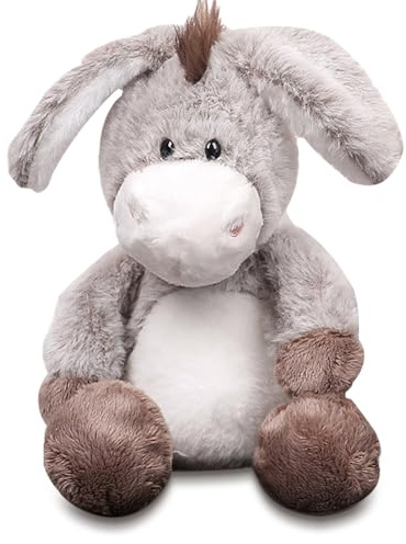 Qxwuyazbryl Esel Puppe, Kuscheltier Esel, Esel Plüschtier 32 cm, Süßer Grauer Esel Stofftier, Süßes Plüschtier, Weicher Plüschesel, für Kuscheln und Spielen, Tolles Geschenk für Kinder Mädchen Jungen
