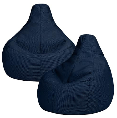 icon Performance Mesh Gaming Bean Bag Chair, Navy Blue, 2 Pack, Large Adult Bean Bag with Filling Included, Recliner Comfy Chair, Bedroom Furniture, Gamer Gifts, Gaming Room, Gaming Room Accessories