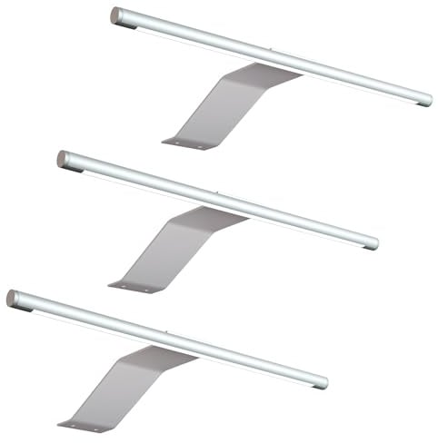 kalb | LED Aufbauleuchte, 340x170x40 mm, Schrankleuchte mit LED Modul, 12VDC, 4 W, 230 lm pro Leuchte, mit Schalter und Netzteil, silbergrau, für Schränke (Silbergrau, 3er Set, Neutralweiß)
