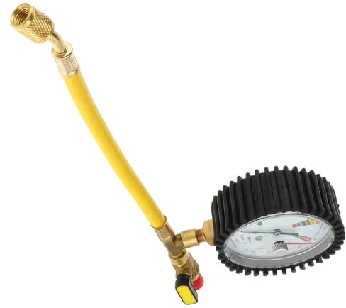 Healeved Stickstoff Druckprüfgerät mit Manometer und Kugelventil für Auto und Hausklimaanlagen Robustes Material Ablesbares Großes Display Austauschbarer Standardkopf