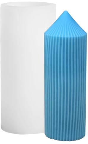 Silikonform „Geriffelte Säulenkerze (Spitz)” – Wiederverwendbare Kerzenform aus Silikon für DIY-Kerzen, strukturierte Säulenform, flexibel, spülmaschinenfest, für Soja-, Raps- und Paraffinwachs