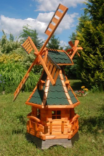 Deko-Shop-Hannusch Moulin à Vent décoratif en Bois Enduit avec roulement à Billes 1,25 m Vert
