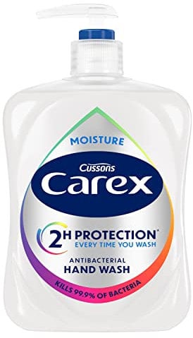 Carex 2 Hour Protection Antibacterial Moisture Hand Wash, Boosted Moisturising Action, Added Vitamin E for Soft Hands, Bulk Buy, Pack of 6 x 500 ml