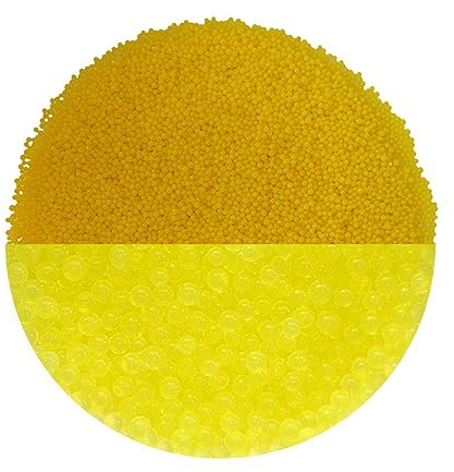 trendfinding 100 g wasserspeicherndes Deko Granulat Gelb, Korngröße 1.5-2 mm, Dekoration für Blumen und Pflanzen, 10 Liter sehr ergiebig, vielseitig einsetzbar