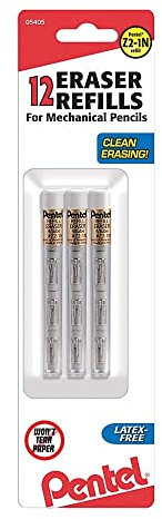 Pentel 399683 Nachfüll-Radiergummis, Weiß, 12 Stück (Z2-1N)
