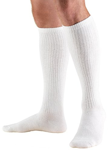 Truform Diabetic Compression Socks for Men and Women, 8-15 mmHg Knee High Over Calf Length, White, Medium