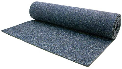 Nadelfilz Meterware MERLIN - Blau, 2,00m x 10,00m, Robuster, Trittschalldämmender Teppich Bodenbelag für Wohn- und Büroräume