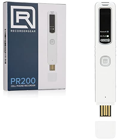 RecorderGear PR200 Dispositivo de grabación de llamadas de teléfono celular, habilitado para Bluetooth, grabadora móvil iPhone y Android