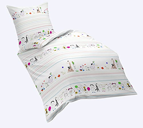 Dream Art Kids Renforce-Kinder-Bettwäsche, Zoo, mehrfarbig, 100 x 135 cm inkl. Kissen 40 cm x 60 cm