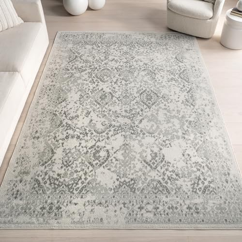 nuLOOM Odell Faded Vintage Area Rug, 4' x 6', Ivory, Rectangular, 0.47 Thick