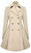 Elegant Übergangs Parka Damen mit Gürtel Slim Swing Winddicht Langmantel Herbst Winter Jacke Beige M