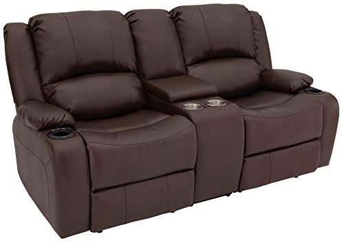 RecPro Charles Collectiom | 70 Powered Doubled Recliner | Suprima Leather (Mahogany)