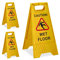 3 x Achtung Rutschgefahr Aufsteller, Englisch, Warnschild Caution Wet Floor, 2-seitig beschriftet, klappbar, gelb