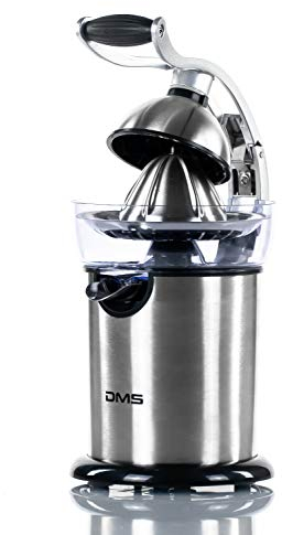 DMS® ZP-160 Zitruspresse Elektrisch Saftpresse mit Griff Anti-Tropf Mechanismus Edelstahlfilter 160 Watt aus Edelstahl, Professioneller Hebelarm Presse Frucht Juicer Obstpresse