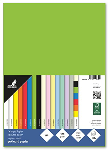kangaro - Tonpapier Grün DIN A4-120g/m² FSC mix – 100 pack - Briefpapier Bastelpapier DIY, 29.7x21x1.5, K-0043F275