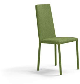 Sedia imbottita modello BETTY PLUS per interni, design moderno, struttura robusta in metallo rivestita, schienale e seduta rivestiti con tessuto effetto velluto (verde lime)