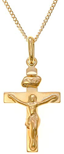 Alexander Castle Solide 9ct 375 Gold Kruzifix Halskette für Frauen - Kreuz Kette Damen 18 9ct 375 Gold Kette & Schmuck Geschenk-Box