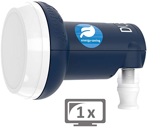 DUR-line Blue ECO Single Stromspar-LNB - 1 Teilnehmer - Premium-Qualität - [ Test SEHR GUT *] 1-Fach, digital, Full HD, 4K, 3D