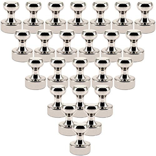 Neodym Magnete N52 - Kegelmagnete 12mm x 16mm - Kegel Magnet für Kühlschrank, Magnettafel, Pinnwand, Whiteboard - Edelstahl Magnetkegel [24 Stück - Silber]