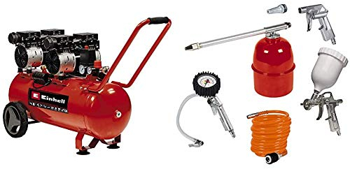 Einhell Kompressor TE-AC 50 Silent (Flüsterkompressor, 1500 W, max. 8 bar Betriebsdruck, 270 L/min Ansaugleistung, öl-/servicefreier Motor, 50 l-Tank, inkl. 5-tlg. Druckluftset)