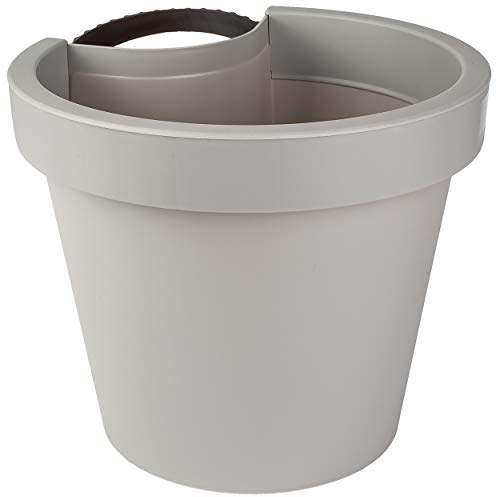 alles-meine.de GmbH Blumentopf - Modell & Farbwahl - Rohr & Stangen - Blumenkasten - grau - hellgrau - RUND - 24 cm - Regenrohr/Fallrohr - Pflanzgefäß - Geländer/Zaun - Hänge..