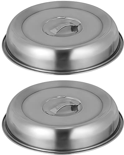 Lurrose 2pcs Round Food Covers Stainless Steel 28CM Stainless Steel Plate Cover Cheese Melting Dome for Flat Top Griddle Grill Indoor Outdoor Silver