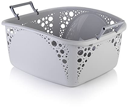 Minky 40L Stackable Laundry Basket, Stackable Washing Basket, Sturdy Foldable Handles, Easy Carry Hip Fit, Multipurpose & Durable, Made In The UK