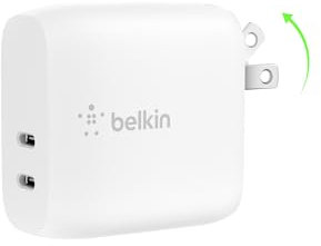 Belkin 40W Dual Port USB C Wall Charger - USB Type C Fast Charging for iPhone 14, 14 Pro, 13, Galaxy S21 Ultra, iPad, AirPods & More - 1-Pack