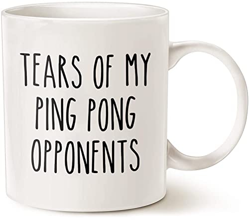 CavaStar Tischtennis-Geschenk, Tischtennis-Tasse, Tears Of My Ping Pong Gegner, lustige Tischtennis-Spieler-Geschenk, Freund, weiß, 325 ml oder 425 ml, Keramik-Teetasse
