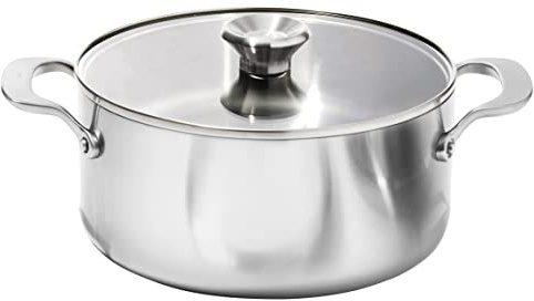 OXO Mira Tri-Ply Stainless Steel, 5QT Stock Pot with Lid, Induction, Multi Clad, Dishwasher and Metal Utensil Safe