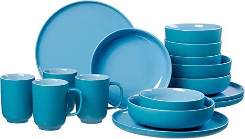 Ritzenhoff & Breker Kombiservice Jasper, 16-teilig, Ozeanblau, Steinzeug, Teller Schalen und Becher für 4 Personen