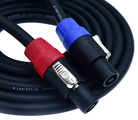 Heavy Duty 2Pack Pro Speakon to Speakon Male Speaker Wire Lock Cable Pair 16AWG Patch Professional Audio Cabl Cord with nl4 NL4FC Port Connector for para bocinas de dj feet(4 Conductor, 6ft)