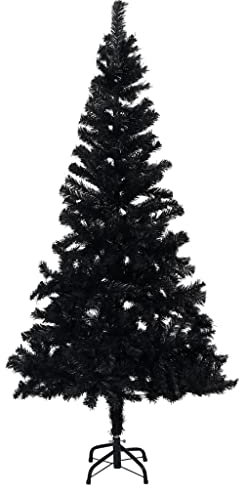 WIFESE Albero di Natale artificiale, 120 cm, nero, albero di Natale artificiale, piccolo legno di abete artificiale, albero di Natale artificiale