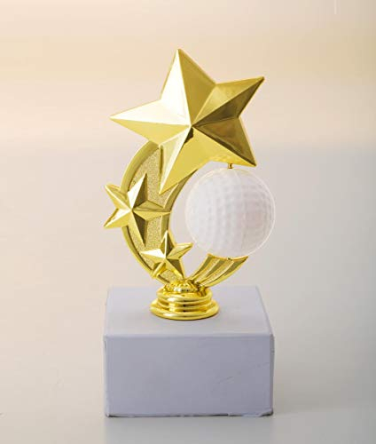 eberin · Golf-Pokal, Komplettfigur Golf, Gold, mit Wunschtext, Größe 16,2 cm