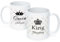GRAVURZEILE Bedruckte Tassen mit Spruch im Set - King & Queen - Personalisiert mit Namen - Kaffeetasse mit Spruch - Geschenk zum Valentinstag - Geschenke für Sie & Ihn - Farbe: Weiß