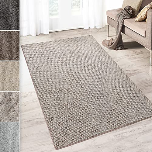 casa pura Kurzflor Teppich Carlton | Flachgewebe dezent Gemustert | robuster Schlingenteppich in vielen Größen | als Wohnzimmerteppich, Küchenteppich, Schlafzimmerteppich (Grau-Beige - 66 x 900 cm)