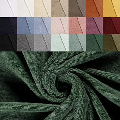 Bambus Frottee Stoff Meterware - Baumwolle Badestoff babytauglich - Badetuch Stoff - Handtuch Bambusstoff, Strandtuch nähen, weiche Babydecke *ab 50 cm, Farbe: 028 d.grün